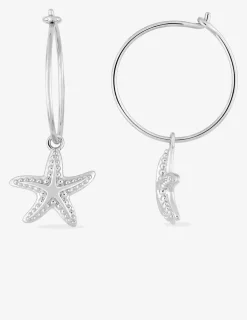 Créoles 15 mm étoile de mer argent 925‰ rhodié SO OR