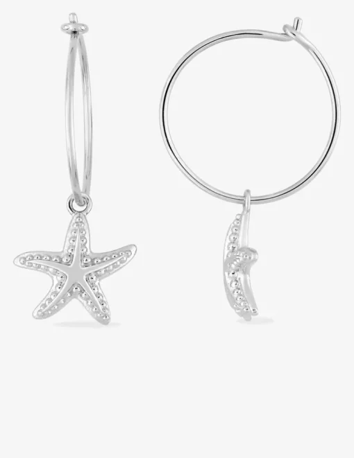 Créoles 15 mm étoile de mer argent 925‰ rhodié SO OR