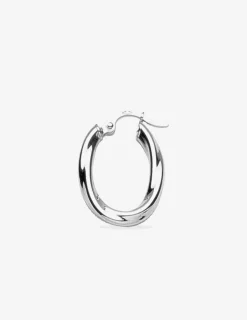 Créoles 15 mm tube torsadé 4 mm argent 925‰ rhodié SO OR