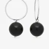 Créoles argent 925‰ rhodié et onyx 10 mm SO OR