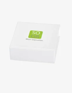 Créoles en or jaune 375 ‰ avec breloque rectangle SO OR