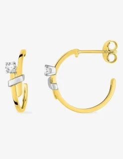 Créoles en or jaune 375‰ et oxyde de zirconium SO OR