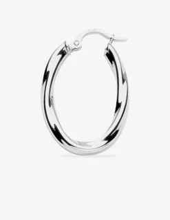 Créoles ovales 20 mm tube 4 mm torsadé argent 925‰ SO OR