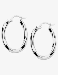 Créoles ovales 20 mm tube 4 mm torsadé argent 925‰ SO OR