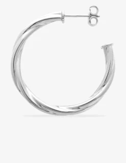 Créoles torsadées en argent 925‰ rhodié 25 mm SO OR