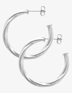 Créoles torsadées en argent 925‰ rhodié 25 mm SO OR