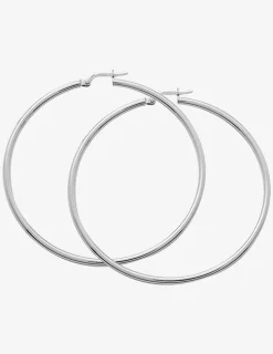 Créoles tube 2 mm argent 925‰ 50 mm SO OR