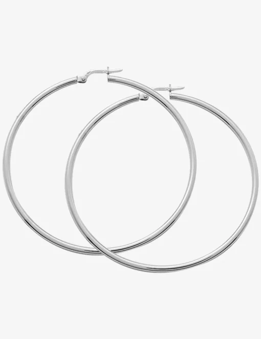 Créoles tube 2 mm argent 925‰ 50 mm SO OR