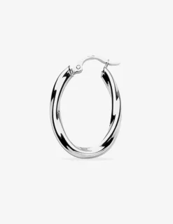Créoles tube 4mm ovales torsadées argent 925‰ SO OR