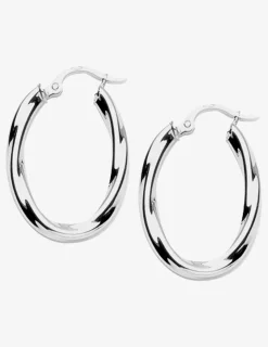 Créoles tube 4mm ovales torsadées argent 925‰ SO OR