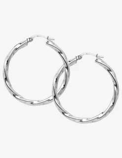 Créoles tube 3mm torsadées argent 925‰ 25 mm SO OR