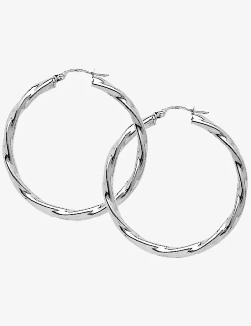 Créoles tube 3mm torsadées argent 925‰ 30 mm SO OR