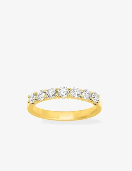Demi-alliance en or jaune 750 ‰ et diamants 0,70 ct - Mariage