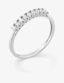 Demi-alliance or 375 ‰ blanc et diamants synthétiques 0,20 ct SO OR