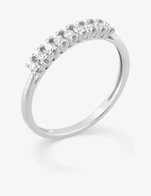 Demi-alliance or 375 ‰ blanc et diamants synthétiques 0,20 ct SO OR