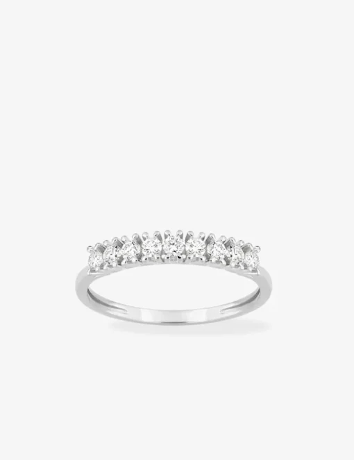 Demi-alliance or 375 ‰ blanc et diamants synthétiques 0,30 ct SO OR