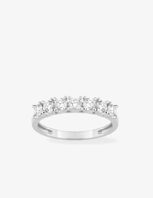 Demi-alliance or 375 ‰ blanc et diamants synthétiques 0,70 ct SO OR