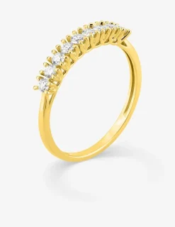 Demi-alliance or 375 ‰ jaune et diamants synthétiques 0,30 ct SO OR