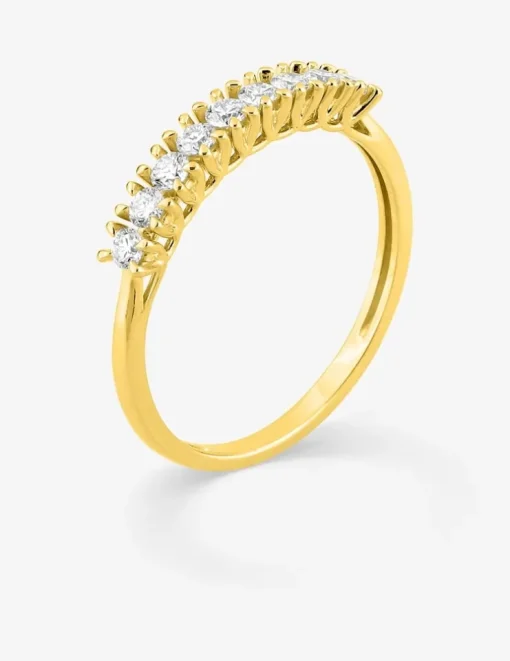 Demi-alliance or 375 ‰ jaune et diamants synthétiques 0,30 ct SO OR