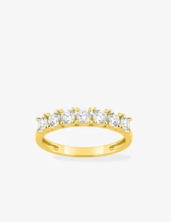 Demi-alliance or 375 ‰ jaune et diamants synthétiques 0,70 ct SO OR