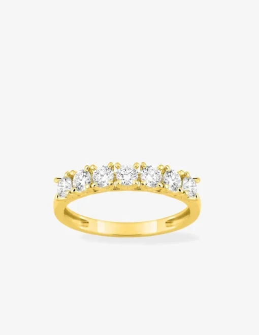 Demi-alliance or 375 ‰ jaune et diamants synthétiques 0,70 ct SO OR