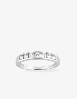 Demi-alliance serti rail or blanc 375‰ et 7 oxydes de zirconium 0,50 ct - Mariage