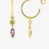 Demi-créoles 10 mm or jaune 375‰, péridot et améthyste SO OR