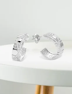 Demi-créoles Argent 925‰ rhodié & oxydes de zirconium SO OR