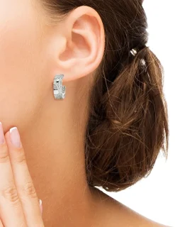Demi-créoles Argent 925‰ rhodié & oxydes de zirconium SO OR