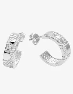 Demi-créoles Argent 925‰ rhodié & oxydes de zirconium SO OR