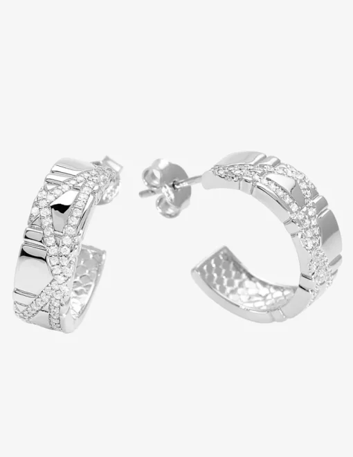 Demi-créoles Argent 925‰ rhodié & oxydes de zirconium SO OR
