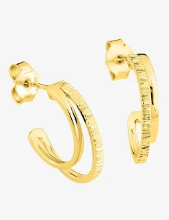 Demi-créoles avec un design double anneaux en or jaune 375 ‰ SO OR
