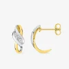 Demi-créoles bicolores or jaune 375‰, rhodium et trilogie oxydes de zirconium SO OR