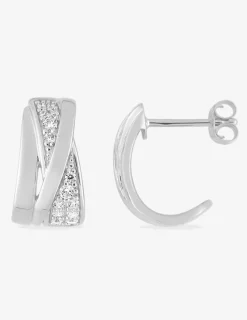 Demi-créoles triple anneau argent 925‰ rhodié et oxydes de zirconium SO OR