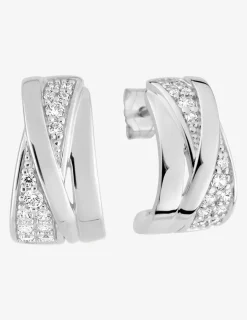 Demi-créoles triple anneau argent 925‰ rhodié et oxydes de zirconium SO OR