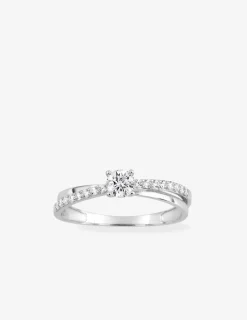 Double bague en or blanc 375 ‰ avec oxydes de zirconium SO OR