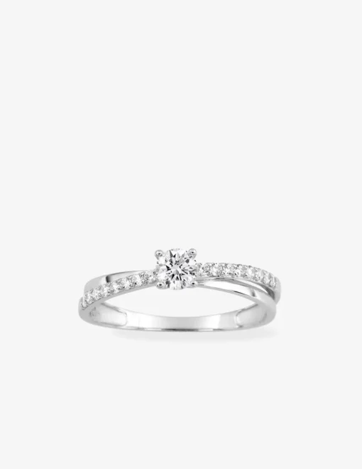 Double bague en or blanc 375 ‰ avec oxydes de zirconium SO OR