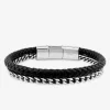 Double bracelet en acier gris et matière synthétique noire SO OR