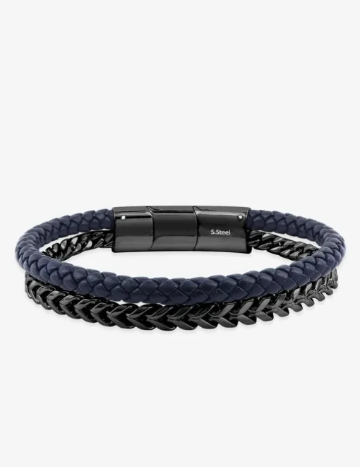 Double bracelet en acier et matière synthétique SO OR