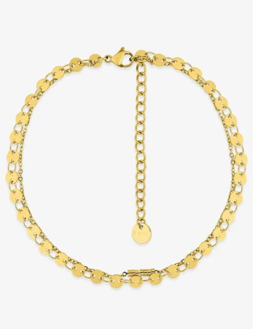 Double chaine pour cheville en acier doré SO OR
