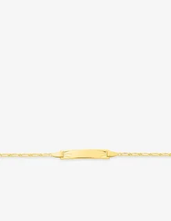 Gourmette bébé chaîne alternée 1+1 et plaque rectangle diamantée or jaune 750‰ SO OR