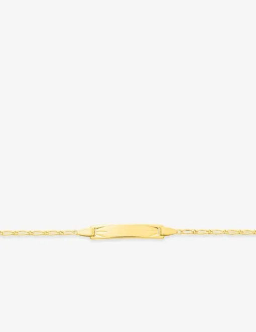 Gourmette bébé chaîne alternée 1+1 et plaque rectangle diamantée or jaune 750‰ SO OR