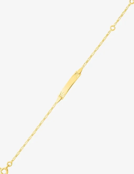 Gourmette bébé chaîne alternée 1+1 et plaque rectangle diamantée or jaune 750‰ SO OR