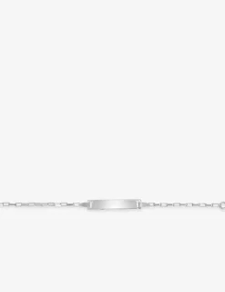 Gourmette bébé chaîne forçat rectangle et plaque rectangle argent 925‰ rhodié SO OR