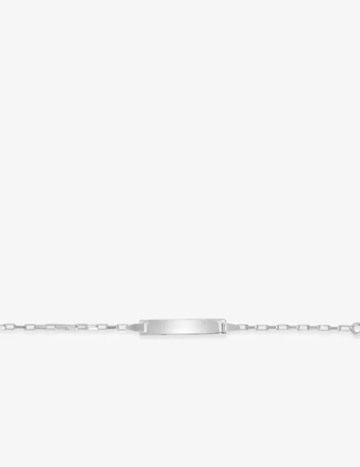 Gourmette bébé chaîne forçat rectangle et plaque rectangle argent 925‰ rhodié SO OR