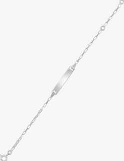 Gourmette bébé chaîne forçat rectangle et plaque rectangle argent 925‰ rhodié SO OR