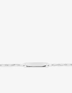 Gourmette bébé maille alternée 1+1 et plaque rectangle 4 mm argent 925‰ rhodié SO OR