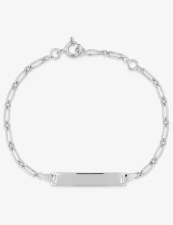 Gourmette bébé maille alternée 1+1 et plaque rectangle 4 mm argent 925‰ rhodié SO OR