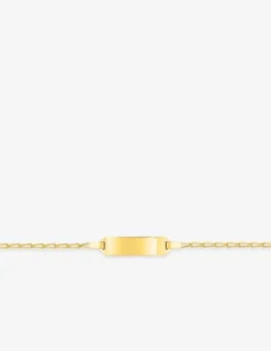 Gourmette bébé maille cheval et plaque rectangle 5 mm or jaune 750‰ SO OR