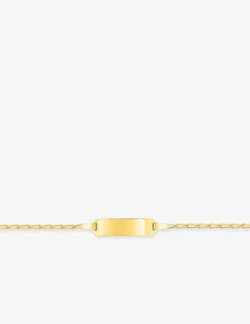 Gourmette bébé maille cheval et plaque rectangle 5 mm or jaune 750‰ SO OR